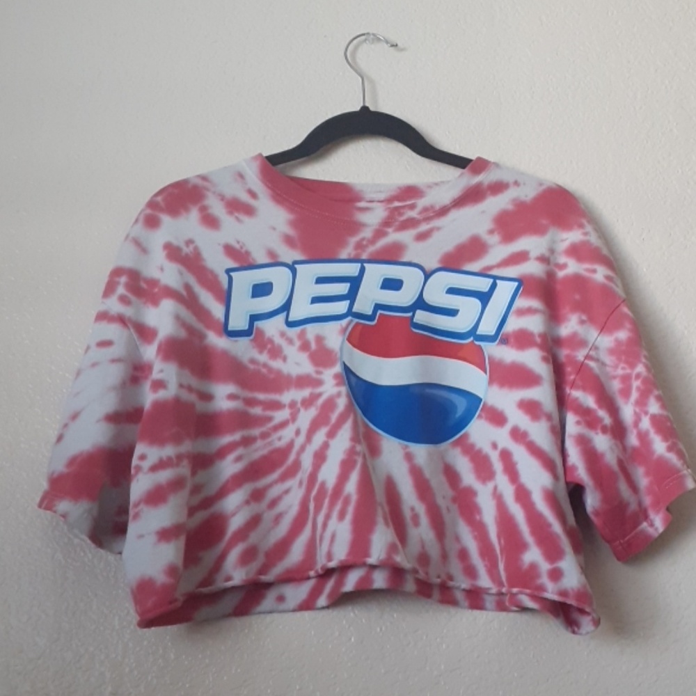 Oversize Tie-Dye Red Pepsi Crop Top